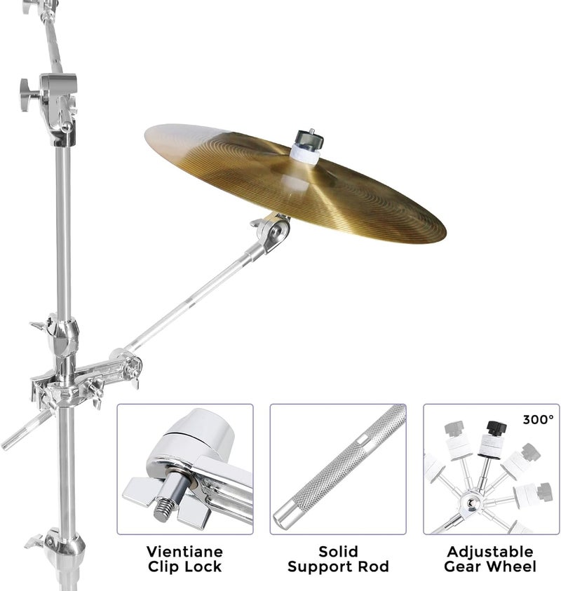 RANMING Drum Set Mounting Clamp Cymbal Stand Extension Arm L-Shaped Cymbal Clamp for 8-12 Inch Splash Cymbals, Adjustable Cymbal Arm for 15-33mm Cymbal Stands,Long Boom Cymbal Arm for Drummer Beginner - Image 5